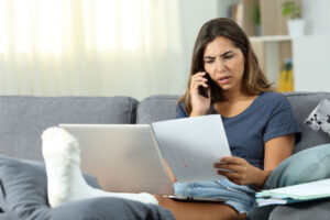 a woman on the phone discussing her medical bill