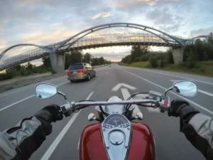 motorcyclist on the highway